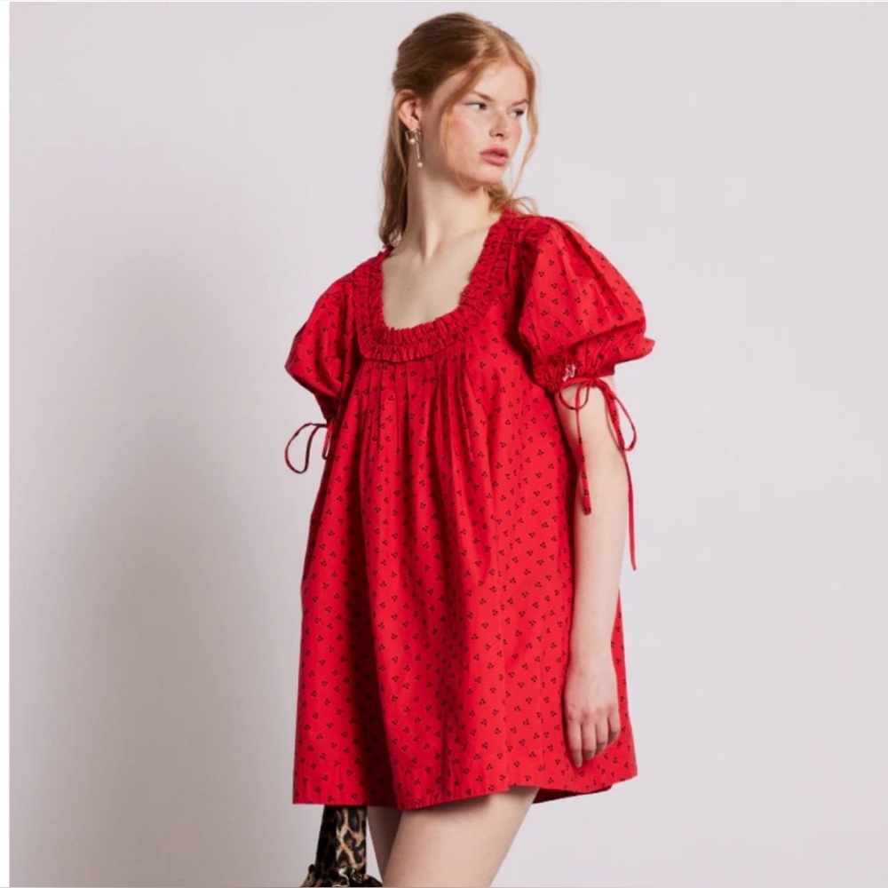 Damson Madder Jemima Mini Dress - Red Cherries size UK 16 US 12 - Picture 3 of 14